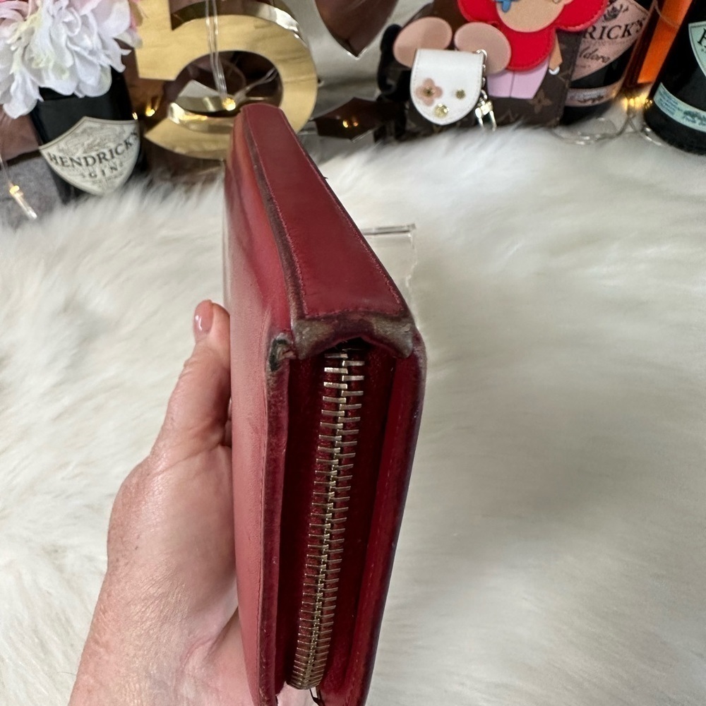 SAINT LAURENT PARIS RED LEATHER ZIP AROUND LONG WALLET YSL ITALIAN DESIGNER - Picture 8 of 16